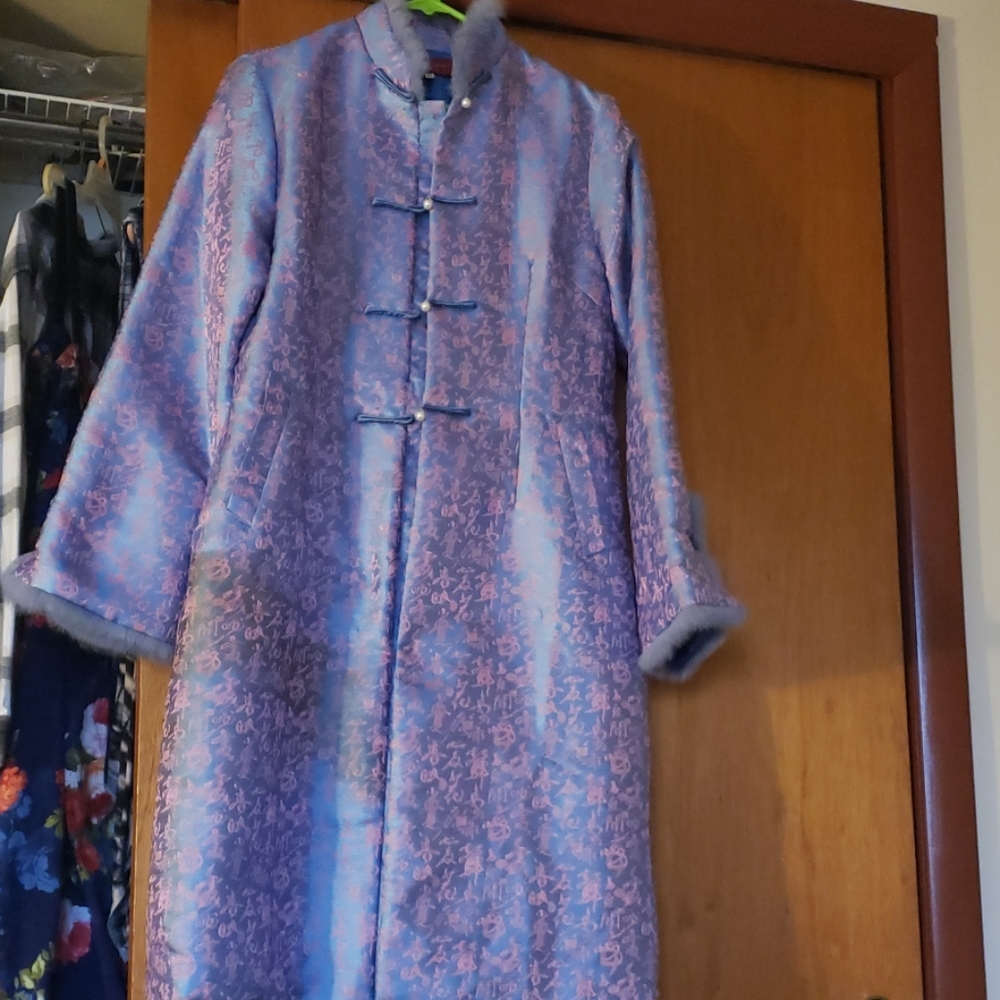 Chinese-style Pink and Blue Dress Coat